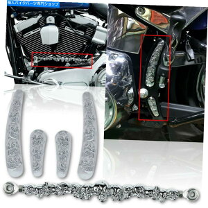 N[p[c 3D Chrome SkullI[goC]Ԃ̃VtgP[WXCOA[ANZg̃Zbgn[[ 3D Chrome Skull Motorcycle Bike Shift Linkage & Swing Arm Accent Set for Harley