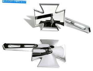 N[p[c SNX~[ZbgN[jo[T{n[[XYLz_ Iron Cross Mirror Set Chrome Universal for Japanese Harley Suzuki Kawasaki Honda