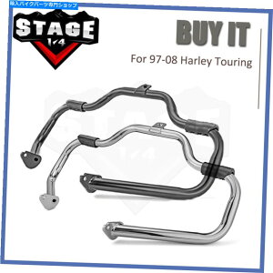 N[p[c N/ubNЂGWK[hnCEFCNbVo[97-08n[[c[O Chrome/Black Mustache Engine Guard Highway Crash Bar For 97-08 Harley Touring