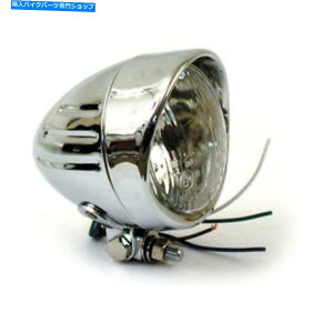 N[p[c wbhCguubg4 "NAn[[ - Ft_rbh\ Headlight Ribbed Bullet 4 " Chrome, for Harley - Davidson with E - Approval