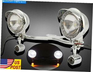 N[p[c ChromeI[goCX|bgtHO^[MCgo[̃n[[_rbh\[hLO Chrome Motorcycle Spot Fog Turn Signals Light Bar for Harley Davidson Road King