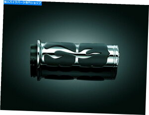 N[p[c NALN[AC\Ή\tgSObvZbgyAXbgP[un[[82-17 Kuryakyn Chrome ISO Flame Soft Rubber Grips Set Pair Throttle Cable Harley 82-17