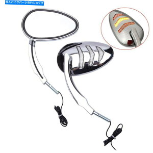 N[p[c 2{NI[goC̃obN~[ߐF̓n[[[hLÔ߂̃^[M𓱂܂ 2x Chrome Motorcycle Rearview Mirrors Amber LED Turn Signal For Harley Road King