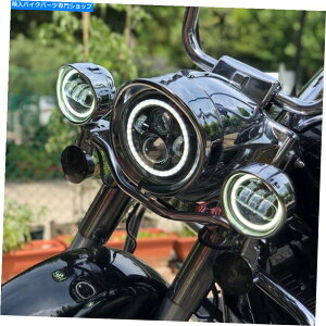 N[p[c Chrome 7''ledvWFN^[̃wbhCg+nCg̃I[goĈ߂̃n[[c[O Chrome 7''LED Projector Headlight + Passing Lights Motorcycle for Harley Touring