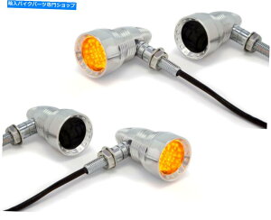 N[p[c [^[oCNLEDCWP[^X[NY - 2yA - N - gre[Wp Motorbike LED Indicators Smoked Lens - 2 PAIRS - Chrome - Ally for Retro Vintage