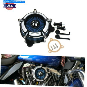 N[p[c ChromeJbgXe[W1GAN[i[ێtB^[tBbgn[[c[O2008-16 Chrome Cut Stage 1 Air Cleaner Blue Intake Filter Fit For Harley Touring 2008-16