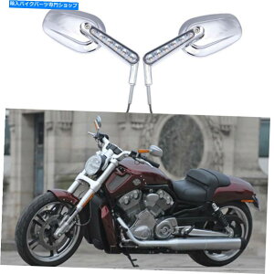 N[p[c Chrome Rout View~[LED Signts Light for Harley V-Rod VRSCF 2009-2017 Chrome Rear View Mirrors LED Turn Signals Light For Harley V-ROD VRSCF 2009-2017