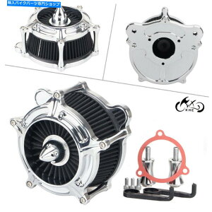N[p[c n[[c[O08-16̂߂̃^[rN[GAN[i[tB^[ێVXe Turbine Chrome Air Cleaner Filter Intake System For Harley Touring 08-16 Softail