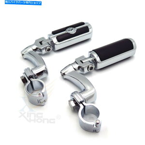 N[p[c 1.5 "1 1/2"GWK[h}n/̂߂̃N߉\ȓW̃Lbg Chrome Adjustable Skull FootPeg Kit For 1.5" 1 1/2" Engine Guard Yamaha/Kawasaki