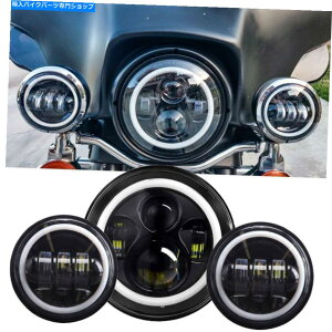 �N���[���p�[�c 7 LED�w�b�h���C�g+4.5�n�[���[�G���N�g���O���C�h���[�h�L���O�\�t�g�p���C�g�ʉ� 7 LED Headlight +4.5 Passing Lights For Harley Electra Glide Road King Softail�y���s�A���i�z