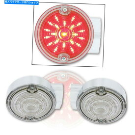 クロームパーツ 赤3-1 / 4 "21-LED金属クロムテール信号二重機能ライトペア Red 3-1/4" 21-LED Metal Chrome Tail Signal Dual Function Light PAIR For Harley