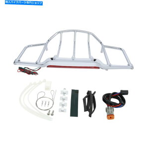 N[p[c LEDCgNQbWbNtBbgn[[c[O[hLO93-13 12GAEBO LED Light Chrome Luggage Rack Fit For Harley Touring Road King 93-13 12 Air Wing
