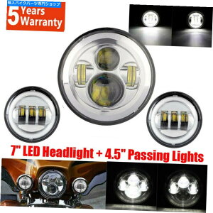 N[p[c 7 "C`LEDwbhCg+ʉ߃Cĝ߂̏Ɩ̂߂̃hCc̉Xȃ[hLO6500K 7"inch LED Headlight+Passing Lights For Harley Davidson Touring Road King 6500K