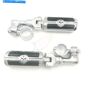N[p[c 1.25C`GWK[ht[`[û߂̃NAO\XJtbgyO Chrome Angled Adjustable Skull Foot Peg For 1.25" Engine Guard Frame Tube