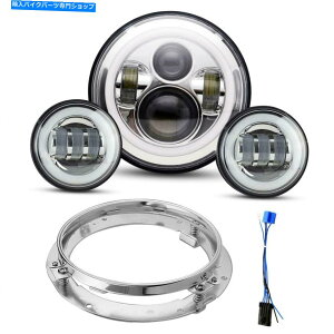 N[p[c 7 "n[[c[OĤ߂haloMaker̃wbhCgʉ߂HaloMaker̃wbhCgʉ߂ 7" Chrome LED Projector Halomaker Headlight Passing Lights For Harley Touring H