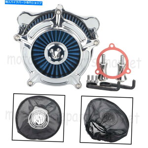 N[p[c NXpCNGAN[i[u[Ce[NtB^[w / rain rokock for Harley Touring Flht Chrome Spike Air Cleaner Blue Intake Filter W/ Rain Sock for Harley Touring FLHT