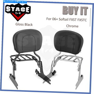 N[p[c Harley Flstf 200mmtF_[̂߂̃NubNq̔wSissy Bar Rack Chrome Black Passenger Backrest Sissy Bar Rack For Harley FLSTF 200mm Fender