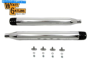 N[p[c N}t[Zbgn[[c[Ô߂̍e[p[V[^[X^C̃Gh̃qg Chrome Muffler Set with Black Tapered Shooter Style End Tips for Harley Touring