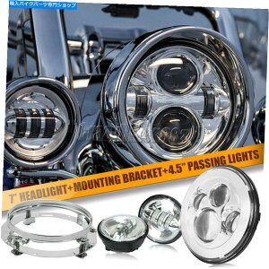 N[p[c 7 "NLEDvWFN^[wbhCg+n[[[hLOc[Ô߂̏ƖCg 7" Chrome LED Projector Headlight + Passing Lights For Harley Road King Touring