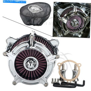 N[p[c ChromeGAN[i[bhtB^[+C\bNXpn[[GNg[hXg[gOChAJ Chrome Air Cleaner Red Filter+Rain Sock For Harley Electra Road Street Glide US