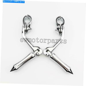 �N���[���p�[�c �N���[���X�p�C�N�I�[�g�o�C�G���W���n�C�E�F�C�o�[�t�b�g�y�O�}�E���g�n�[���[�c�[�����O Chrome Spike Motorcycle Engine Highway Bars Foot Pegs Mount For Harley Touring