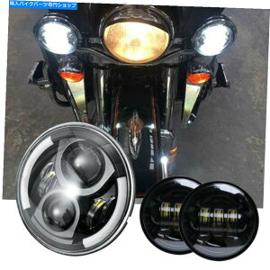 N[p[c n[[_rbh\7 "LEDvWFN^[wbhCgW /^[M+ 2LEDtHOCg For Harley Davidson 7" LED Projector Headlight W/Turn Signal +2LED Fog Lights