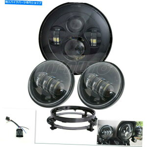 N[p[c tBbgn[[c[OubNHD 7 "LEDvWFN^[fC[J[wbhCg+ʉ߃Cg Fit Harley Touring Black HD 7" LED Projector Daymaker Headlight + Passing Lights