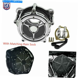 N[p[c NAN[GAN[i[ێtB^[+C\bNXtBbgn[[c[O2000-07 Clear Chrome Air Cleaner Intake Filter +Rain Sock Fit For Harley Touring 2000-07