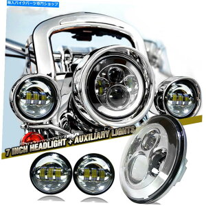 N[p[c 7 "LEDvWFN^[HI / LOwbhCg+ 4.5''passing Lighting for Harley Touring Chrome 7" LED Projector Hi/Lo Headlight + 4.5''Passing Lights for Harley Touring Chrome