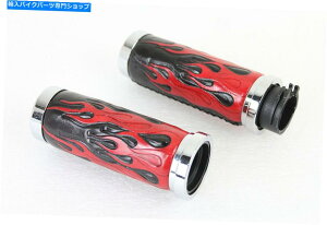 N[p[c Harley DavidsoñI[goĈ߂̃N̏IƐԂX^C̃ObvAV-T Red Flame Style Grip Set with Chrome Ends,for Harley Davidson motorcycles,by V-T
