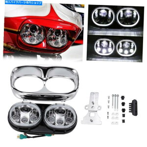 �N���[���p�[�c �n�[���[���[�h�O���C�h�E���g���t���t��2011-13�̂��߂�LED�f���A���w�b�h���C�g�����v�����ODRL LED Dual Headlight Lamp Ring DRL For Harley Road Glide Ultra FLTRU 2011-13