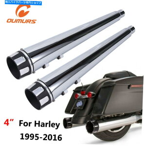 N[p[c 4 "n[[c[O[hOCh1995-2016̂߂̃}t[̔rCǂ̃NXbv 4" Chrome Slip On Mufflers Exhaust Pipe for Harley Touring Road Glide 1995-2016