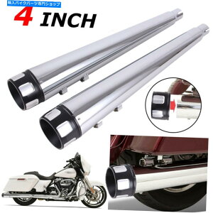 N[p[c DNA 4 "ChromeKzXbvI}t[rCpCvn[[c[O1995-16 DNA 4" Chrome Megaphone Slip-On Mufflers Exhaust Pipe For Harley Touring 1995-16