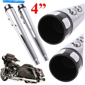 N[p[c 4 "n[[c[OobK[̂߂̃}t[pCv̏̃NKz̔rCXbv 4" Chrome Megaphone Exhaust Slip On Mufflers Pipes for Harley Touring Baggers US