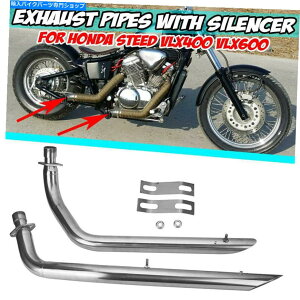 N[p[c Honda Steed VLX400 VLX600NVo[pCvtGL][XgVXe+TCT[ For Honda STEED VLX400 VLX600 Chrome Silver Pipes Full Exhaust System + Silencer