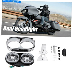 N[p[c n[[c[O[hOChEFI Fltrî߂̃NfALEDvWFN^[wbhCgv Chrome Dual LED Projector Headlight Lamp For Harley Touring Road Glide EFI FLTRI