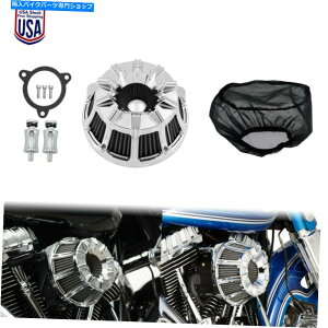 N[p[c ChromeGAN[i[O[Ce[NtB^[+C\bNXtBbgn[[c[O2008-16 Chrome Air Cleaner Grey Intake Filter + Rain Sock Fit For Harley Touring 2008-16