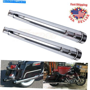 N[p[c 4 "NKzXbvI}t[rCpCvGh1995-16n[[c[O 4" Chrome Megaphone Slip-On Mufflers Exhaust Pipe End For 1995-16 Harley Touring
