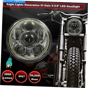 N[p[c C[OCg5 3/4 "n[[LEDwbhCgNWzCgLED Halo Sportster Dyna Eagle Lights 5 3/4" Harley LED Headlight Chrome w White LED Halo Sportster Dyna