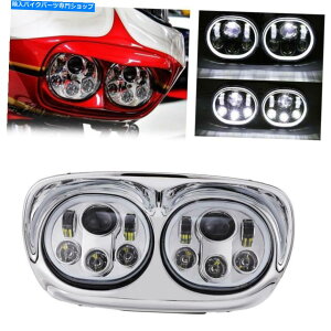 N[p[c n[[[hOChFltr 2004-2013̂߂LEDwbhCgfAvWFN^[vO LED Headlight Dual Projector Lamp Ring for Harley Road Glide FLTR 2004-2013