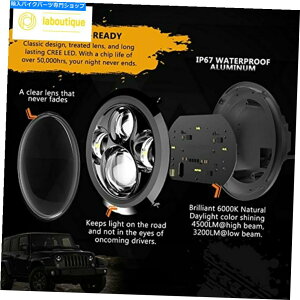 N[p[c SunpieI[goC7 "LEDwbhCgvWFN^[n[[N4-1 / 2 LEDn SUNPIE Motorcycle 7" LED Headlight Projector Harley Chrome 4-1/2 LED Passing Fog