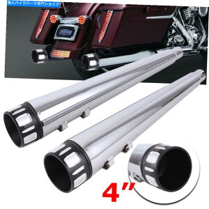 N[p[c 4 "NXbvI}t[n[[95-16c[Ô߂̔rCpCv 4" Chrome Slip-On Mufflers Drilled Tips Exhaust Pipes For Harley 95-16 Touring
