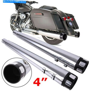 �N���[���p�[�c 4 �n�[���[�c�[�����O���[�h�L���O�O���C�h�r�C��95-16�̂��߂̃}�t���[�̃N�����X���b�v 4 Chrome Slip On Mufflers for Harley Touring Road King Glide Exhaust Pipe 95-16�y���s�A���i�z