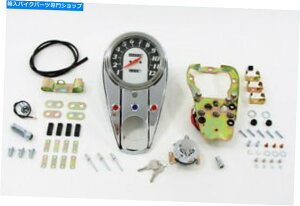 クロームパーツ Harley Davidsonのための1:1の比率計のクロム3光ダッシュパネルキット Chrome Three Light Dash Panel Kit with 1:1 Ratio Speedometer,for Harley Davidson