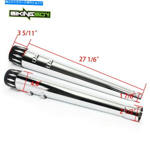 �N���[���p�[�c 17-21 Chrome Megaphone 4 �X���b�v�I���}�t���[�r�C�p�C�v�c�[�����O���[�h�O���C�h�L���O 17-21 Chrome Megaphone 4 Slip-On Mufflers Exhaust Pipes Touring Road Glide King�y���s�A���i�z