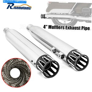 N[p[c n[[GNgOCh2017-21pN[XbgXbvIrCǃ}t[ 4'' Chrome Slotted Slip-On Exhaust Pipe Muffler For Harley Electra Glide 2017-21