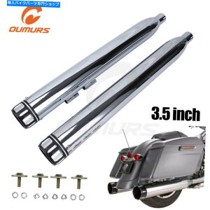 クロームパーツ 3.5 "ハーレーツーリングストリートグライド95-16のためのマフラーの排気パイプのクロムスリップ 3.5" Chrome Slip On Mufflers Exhaust Pipes For Harley Touring Street Glide 95-16