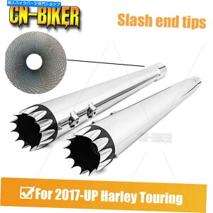 N[p[c Chrome 4.4 "n[[17+ M8c[OXgbNwbhpCv̂߂̃XbvIrC}t[ Chrome 4.4" Slip-On Exhaust Mufflers For Harley 17+ M8 Touring Stock Head Pipes