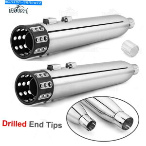 N[p[c 2017-2021n[[c[Ô߂ChromeXbvI}t[pCv Pair 4" CHROME SLIP-ON MUFFLERS EXHAUST PIPES FOR 2017-2021 HARLEY TOURING