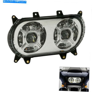 N[p[c n[[[hOCh2015-2020̂߂̃NfALEDwbhCgAZuvWFN^[tBbg Chrome Dual LED Headlight Assembly Projector Fit For Harley Road Glide 2015-2020